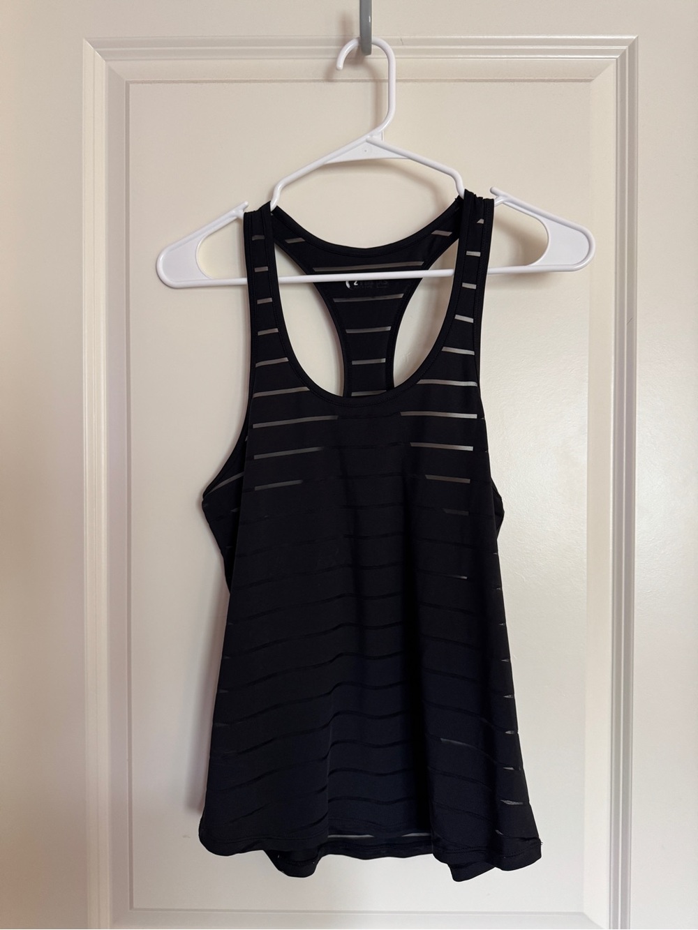 ZYIA Active Black Sheer Stripe Racerback Tank Top XS